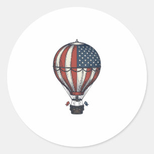 Vintage patriotisches Heißluftballon-Shirt Design_ Runder Aufkleber
