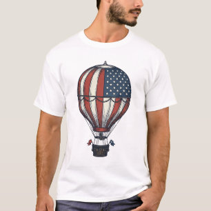 Vintage patriotisches Heißluftballon-Shirt-Design_ T-Shirt