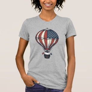 Vintage-patriotisches Heißluftballon-Shirt-Design_ T-Shirt