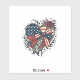 Vintage patriotisches Herz-Schleife Blumen Hemd De Aufkleber