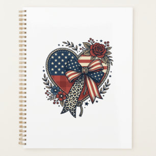 Vintage patriotisches Herz-Schleife Blumen Hemd De Planer