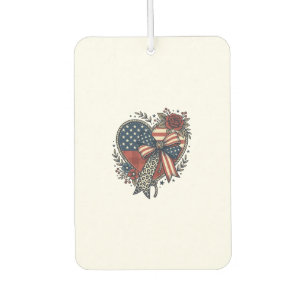Vintage patriotisches Herz-Schleife-Blumen-Shirt-D Autolufterfrischer