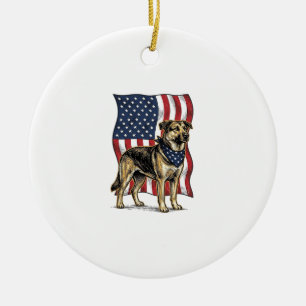 Vintage patriotisches Hund Flagge Vektor-Shirt Des Keramik Ornament