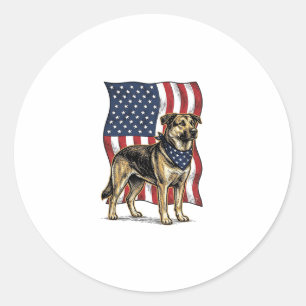 Vintage-patriotisches Hund Flagge Vektor-Shirt-Des Runder Aufkleber