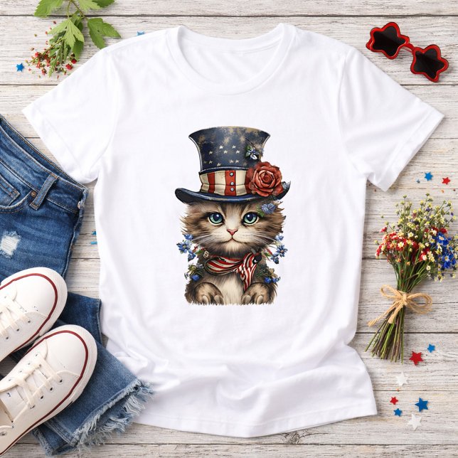 Vintage patriotisches Kätzchen Tri-Blend Shirt (Von Creator hochgeladen)