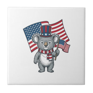 Vintage patriotisches Koala-Flag-Shirt-Design_1 Fliese