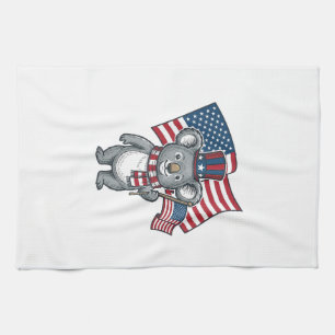 Vintage patriotisches Koala-Flag-Shirt-Design_1 Geschirrtuch