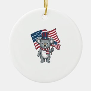 Vintage patriotisches Koala-Flag-Shirt-Design_1 Keramik Ornament