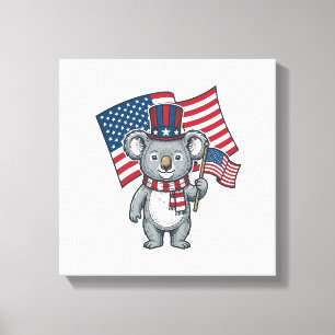 Vintage patriotisches Koala-Flag-Shirt-Design_1 Leinwanddruck