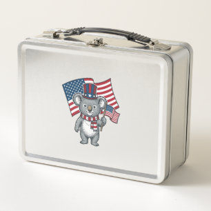 Vintage patriotisches Koala-Flag-Shirt-Design_1 Metall Brotdose