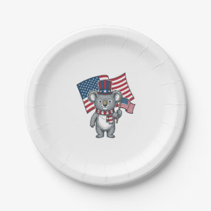 Vintage patriotisches Koala-Flag-Shirt-Design_1 Pappteller