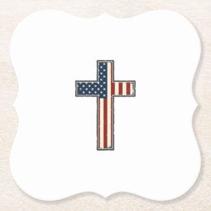 Vintage-patriotisches Kreuz-Vektordesign_1 Untersetzer