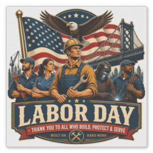 Vintage patriotisches Labor Day Adler-Arbeitsblatt Aufkleber