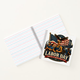 Vintage patriotisches Labor Day-Adler-Arbeitsdesig Notizbuch