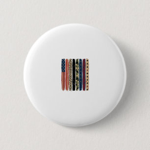 Vintage-patriotisches Leoparden-Tarnstreifen-Shirt Button