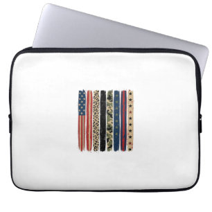Vintage patriotisches Leoparden-Tarnstreifen-Shirt Laptopschutzhülle