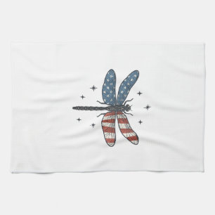 Vintage patriotisches Libellen-Vektor-Shirt-Design Geschirrtuch
