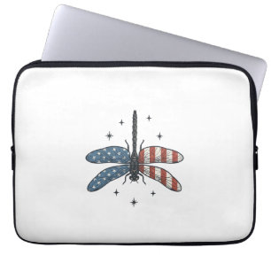 Vintage patriotisches Libellen-Vektor-Shirt-Design Laptopschutzhülle
