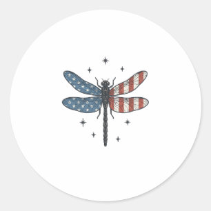 Vintage patriotisches Libellen-Vektor-Shirt-Design Runder Aufkleber