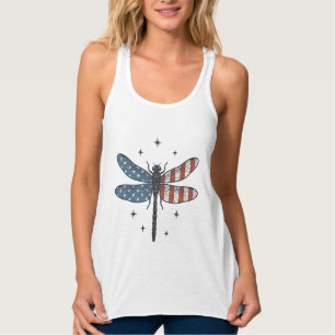 Vintage patriotisches Libellen-Vektor-Shirt-Design Tank Top