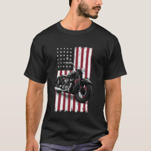 Vintage patriotisches Motorrad - USA-Flagge Retro- T-Shirt