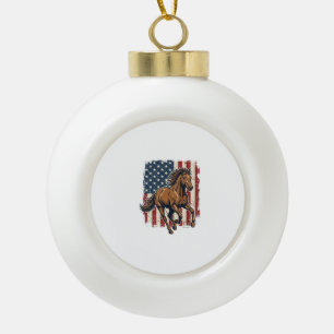 Vintage patriotisches Pferdeflagge Vektor-Shirt-De Keramik Kugel-Ornament