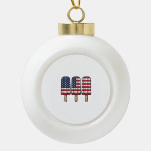 Vintage patriotisches Popsicle-Flag-Shirt-Design_1 Keramik Kugel-Ornament