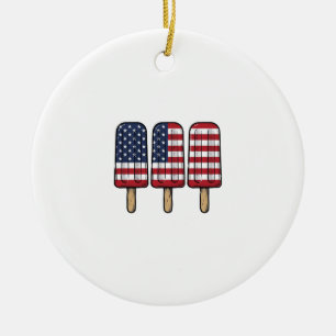 Vintage patriotisches Popsicle-Flag-Shirt-Design_1 Keramik Ornament