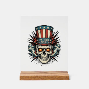 Vintage patriotisches Totenkopf-Zylinder-T-Shirt-D Acrylschild