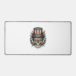 Vintage patriotisches Totenkopf-Zylinder-T-Shirt-D Schreibtischunterlage