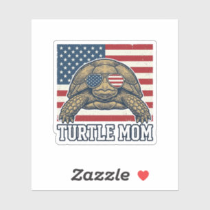 Vintage-patriotisches Turtle-Mom-Shirt-Design_1 Aufkleber