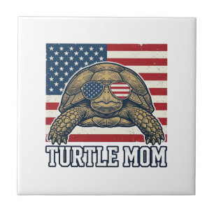 Vintage-patriotisches Turtle-Mom-Shirt-Design_1 Fliese