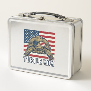 Vintage patriotisches Turtle-Mom-Shirt-Design_1 Metall Brotdose