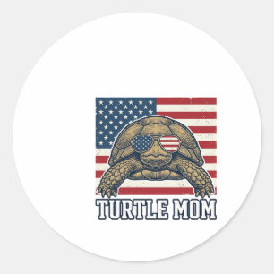 Vintage-patriotisches Turtle-Mom-Shirt-Design_1 Runder Aufkleber