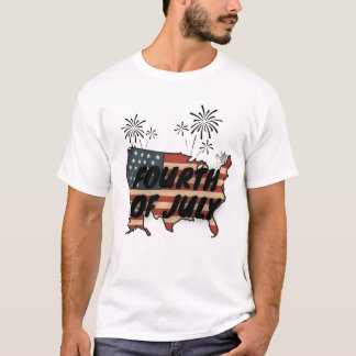 Vintage-patriotisches USA-Karten-Design zum 4. Jul T-Shirt