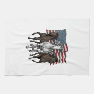 Vintage patriotisches Vektordesign galoppierender  Geschirrtuch