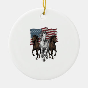 Vintage patriotisches Vektordesign galoppierender  Keramik Ornament