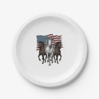 Vintage patriotisches Vektordesign galoppierender  Pappteller