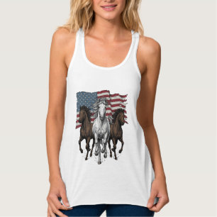 Vintage patriotisches Vektordesign galoppierender  Tank Top