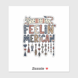 Vintage-patriotisches Volks Katzen Amerikanisches Aufkleber