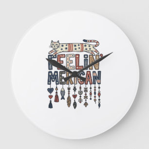 Vintage-patriotisches Volks Katzen Amerikanisches Große Wanduhr