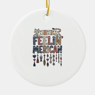 Vintage-patriotisches Volks Katzen Amerikanisches Keramik Ornament
