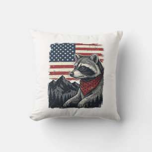 Vintage patriotisches Waschbär Berg Flag Shirt Des Kissen