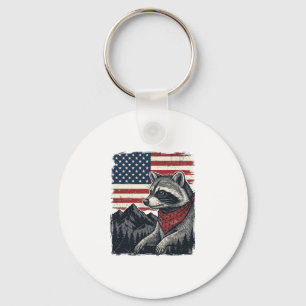 Vintage patriotisches Waschbär Berg Flag Shirt Des Schlüsselanhänger