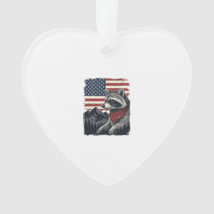 Vintage patriotisches Waschbär Berg Flagge Shirt D Ornament