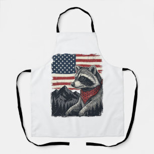 Vintage patriotisches Waschbär-Bergflag-Shirt Desi Schürze
