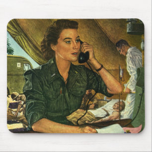 Vintage Patriotismus, Krankenschwester am Telefon Mousepad