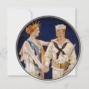 Vintage-Patriotismus, Lady Liberty mit Marine-Matr Einladung