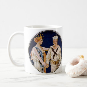Vintage-Patriotismus, Lady Liberty mit Marine-Matr Kaffeetasse