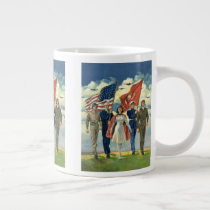 Vintage Patriotismus, stolzes Militärpersonal Held Jumbo-Tasse